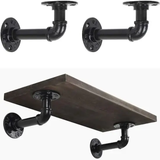 NEX&trade; Black Industrial Pipe Wall Shelf Brackets, 4ct. {6}