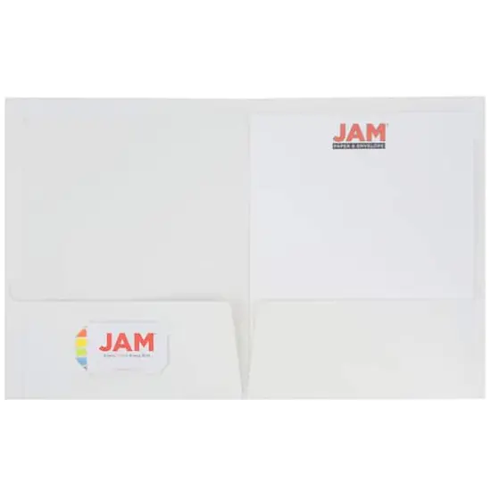 JAM Paper Laminated 2-Pocket Glossy Folders, 6ct. White {5}