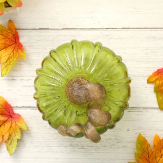 Glitzhome&reg; Short Crackle Glass Pumpkin, Green {13}