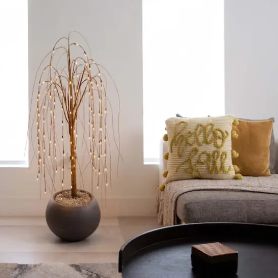 4ft. Pre-Lit Willow Artificial Christmas Tree, Warm White LED Lights {9}