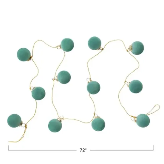 Hello Honey&reg; 6ft. Mint Flocked Glass Ball Ornament Garland {5}