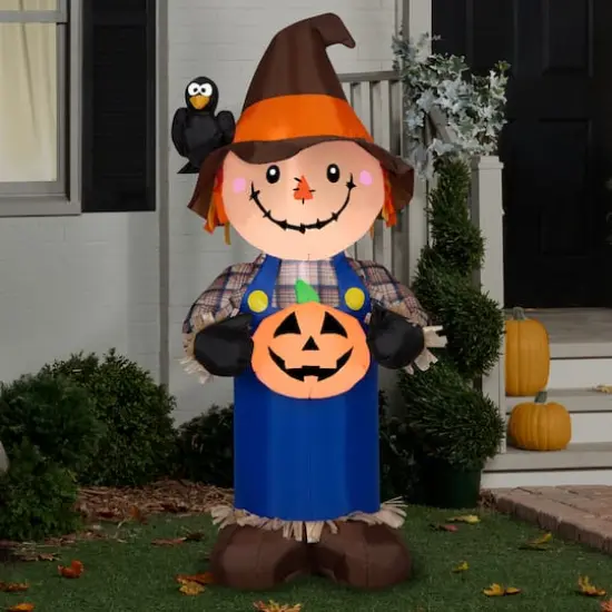 5ft. Airblown&reg; Inflatable Scarecrow with Jack O' Lantern {3}