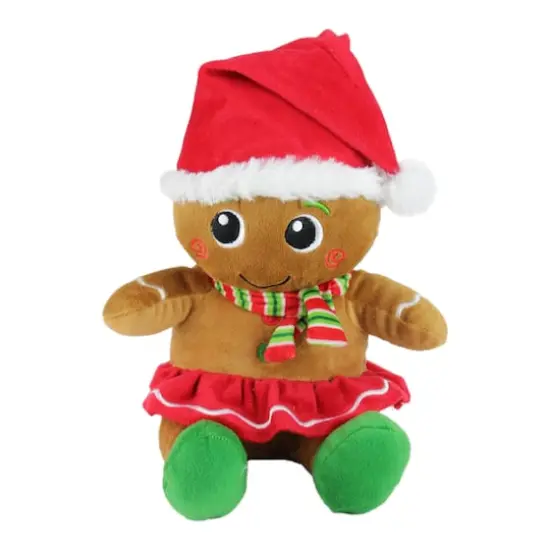 11" Brown & Red Plush Sitting Gingerbread Christmas Figurine Set {3}