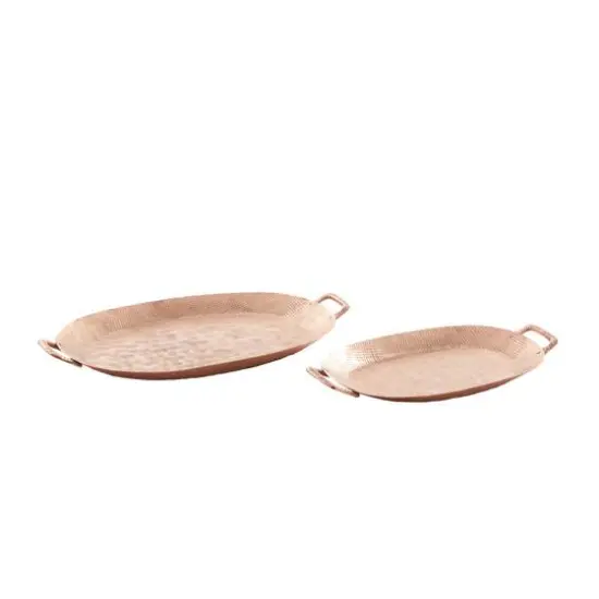 Set of 2" Bronze Aluminum Rustic Tray, 3" x 27" x 16" {1}