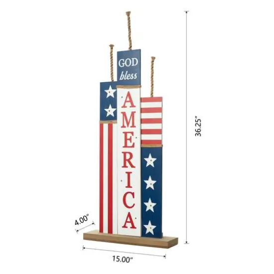 Glitzhome&reg; 36.25" Lighted Wood Patriotic Firecracker Porch D&eacute;cor {8}