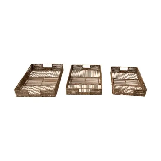 Hello Honey&reg; Hand-Woven Decorative Bamboo & Jute Tray Set {1}