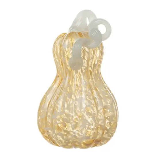 Glitzhome&reg; 8.5" Fall Amber Dots Glass Gourd {4}