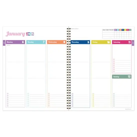 TF Publishing 2025 Large Cobalt Dots Weekly Monthly Spiral Planner {4}