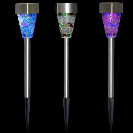 Mosaic Stained Glass Solar LED Pathway Lights Set {4}