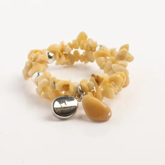 John Bead Honey Jade 2-Strand Happiness Gemstone Charm Bracelet {4}