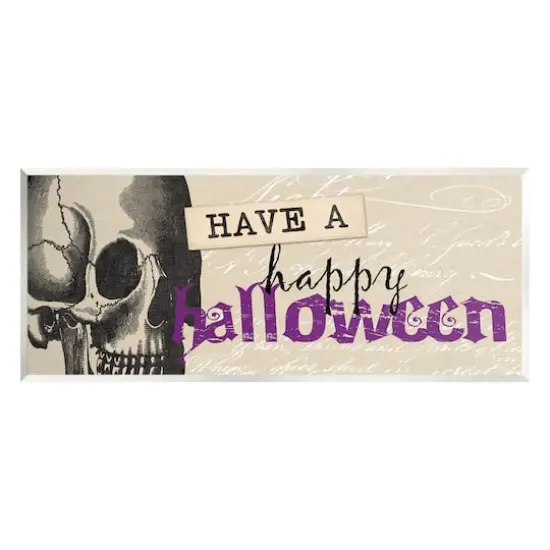 Stupell Industries Vintage Happy Halloween Skull Wall Plaque {1}