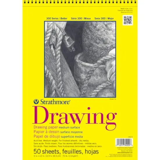 Strathmore Drawing Paper Pad, 300 Series, 50 Sheets, Spiral-Bound, 9" x 12" {1}