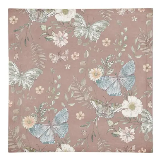 Butterflies Cotton Twill Napkin Mauve {1}