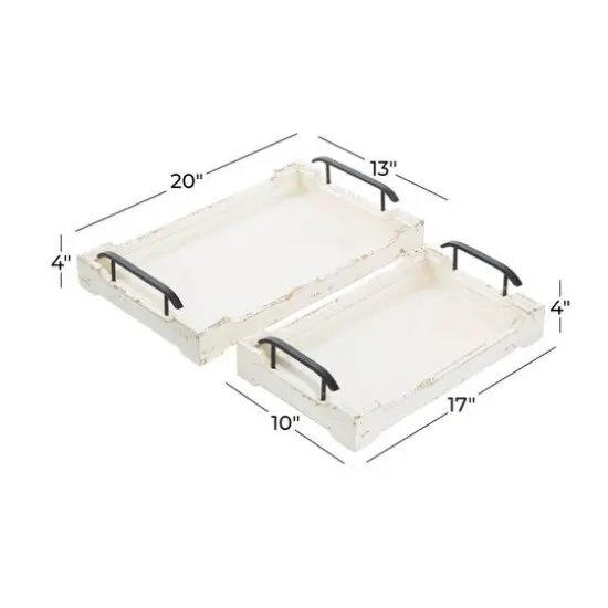 White Wood Traditional Tray Set {7}