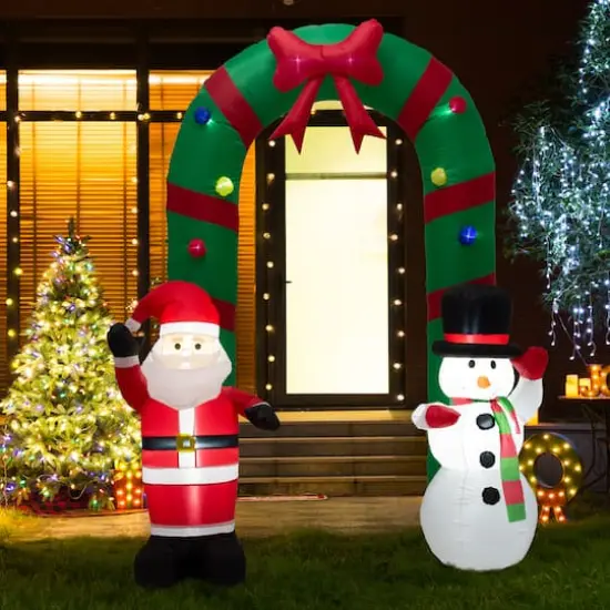 Glitzhome&reg; 8ft. Inflatable Santa Snowman Gate Arch {3}