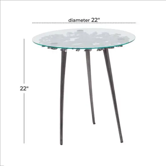 Black Aluminum Modern Accent Table, 22" x 22" x 22" {10}