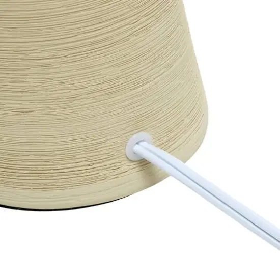 Simple Designs White Shade Ceramic Hourglass Table Lamp Beige {8}