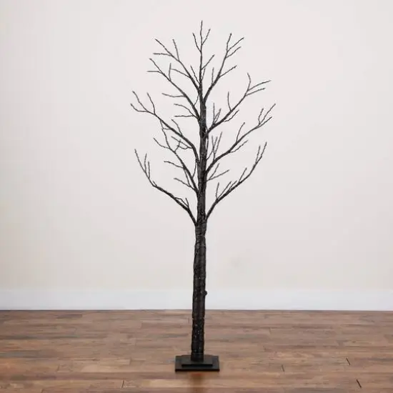 6ft. Pre-Lit Artificial Halloween Twig Tree with 480 Orange & Purple LED Lights {8}