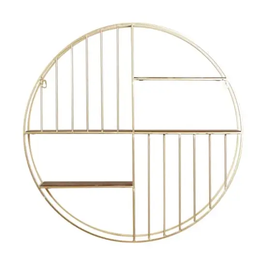 Gold Metal Modern Wall Shelf, 28" x 28" x 7" {4}