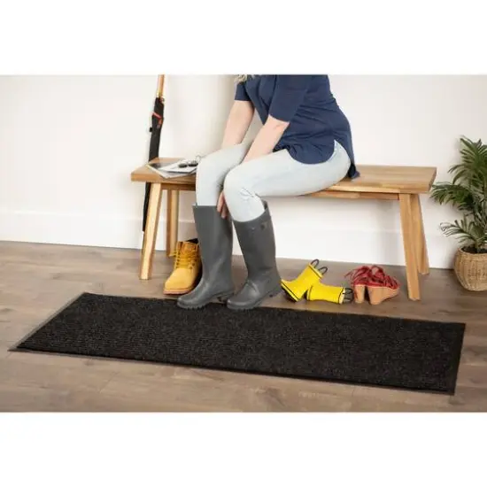 J&M Charcoal Ribbed Walk Off Utility Runner {6}