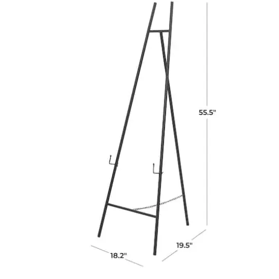 56" Black Metal Geometric 3-Tier Easel {4}