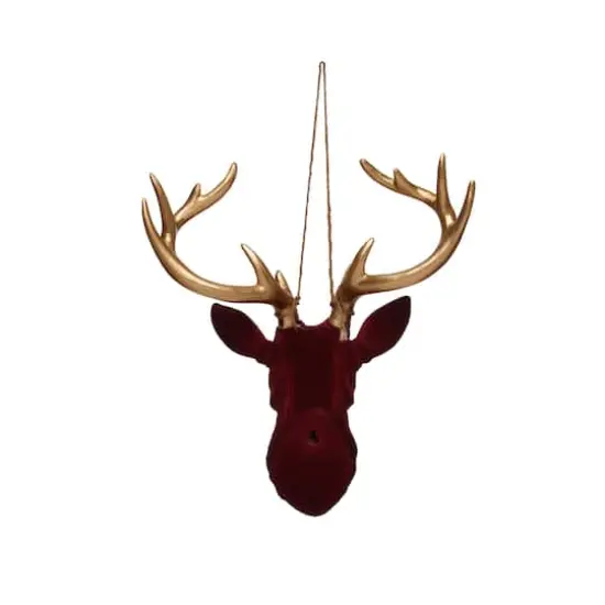 11.5" Burgundy & Gold Flocked Reindeer Wall Décor by Ashland® {4}