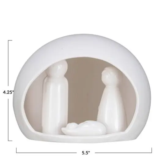 Hello Honey&reg; 5.5" White Dome Stoneware Nativity D&eacute;cor Set {4}