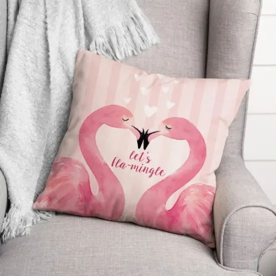 Let's Fla-Mingle Valentine's Throw Pillow {3}