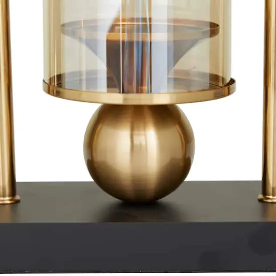 CosmoLiving by Cosmopolitan 13" Gold Metal Pillar Hurricane Lamp with Metal Stand {4}