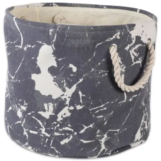 DII&reg; Medium Round Marble Black Polyester Bin {1}