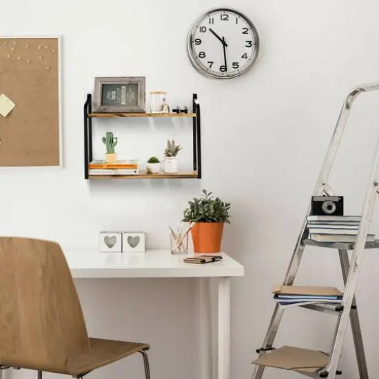 NEX™ 2-Tier Floating Wall-Mounted Rustic Wood Storage Shelf {6}