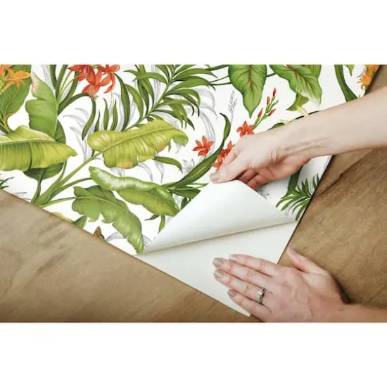 RoomMates Wailea Coast Peel & Stick Wallpaper White/Green {9}