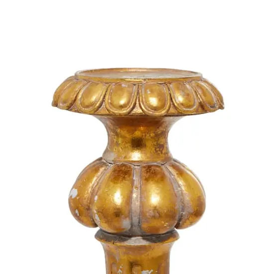 22" Gold Polystone Rustic Candlestick Holder {5}