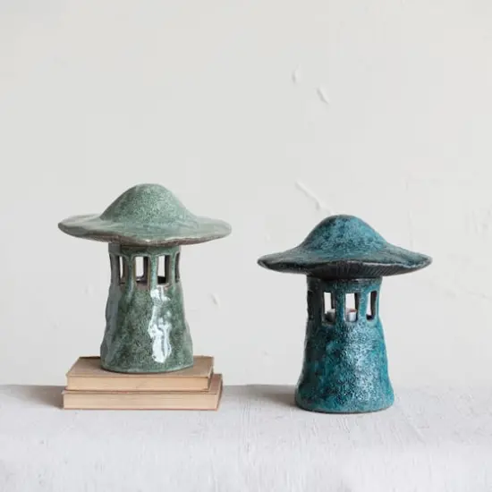 Hello Honey&reg; 9" Stoneware Mushroom Lantern with Lid Set, 2ct. {10}