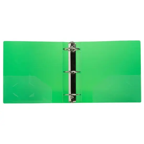 JAM Paper 3" Glass Twill Plastic 3-Ring Binder Green {6}