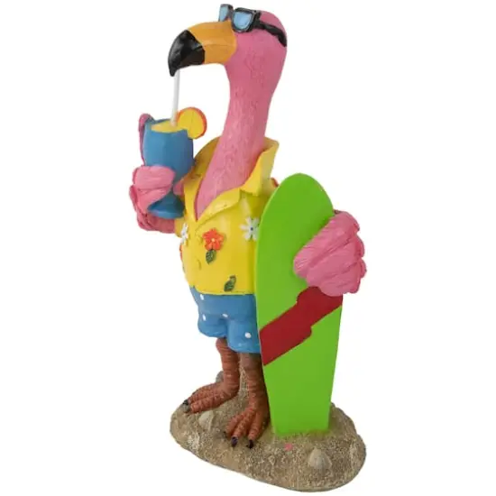 11.5" Tropical Pink Flamingo Outdoor Garden Statue {5}