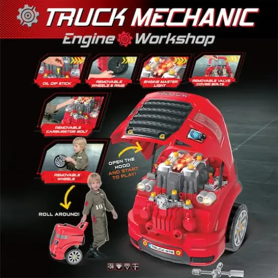 The Bubble Factory Red Truck Mechanic Engine Workshop {7}