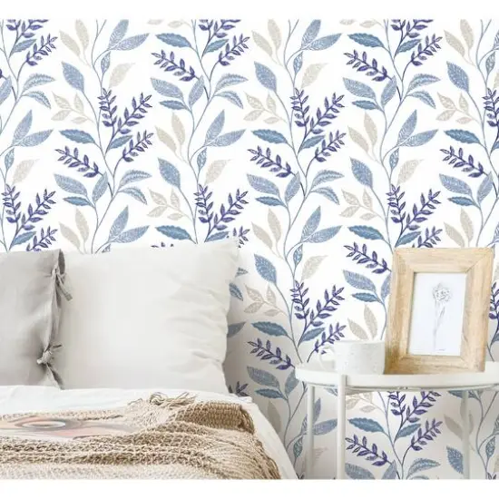 RoomMates Cottage Vine Peel & Stick Wallpaper White and Blue {6}