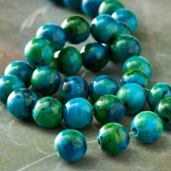 Dyed Aqua Reconstituted Stone Round Beads, 8mm by Bead Landing&trade; {3}