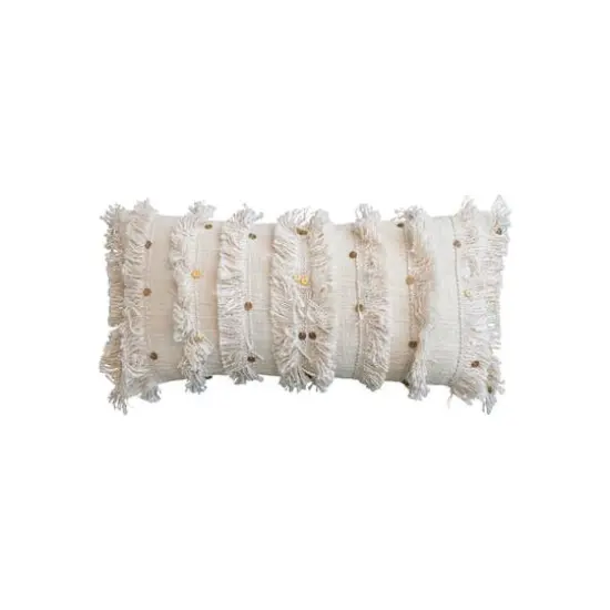 Hello Honey&reg; 24" x 12" Cream Hand-Embroidered Moroccan Wedding Blanket-Style Lumbar Pillow {1}