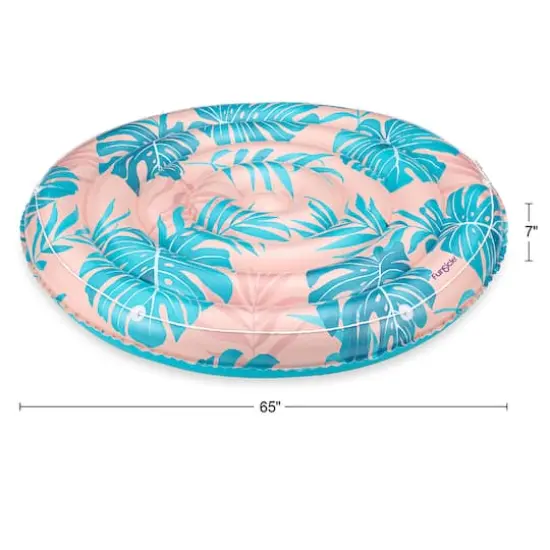 Funsicle 65" Round Pink & Blue Palm Island Float Round Inflatable Pool & Water Lounge {4}