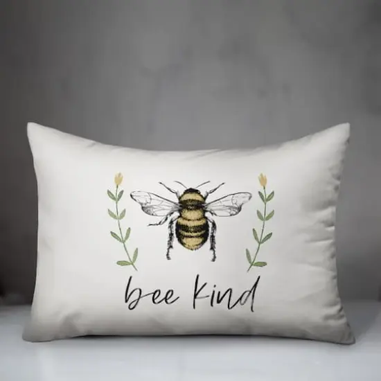 Bee Kind Flowers 14" x 20" Throw Pillow {4}