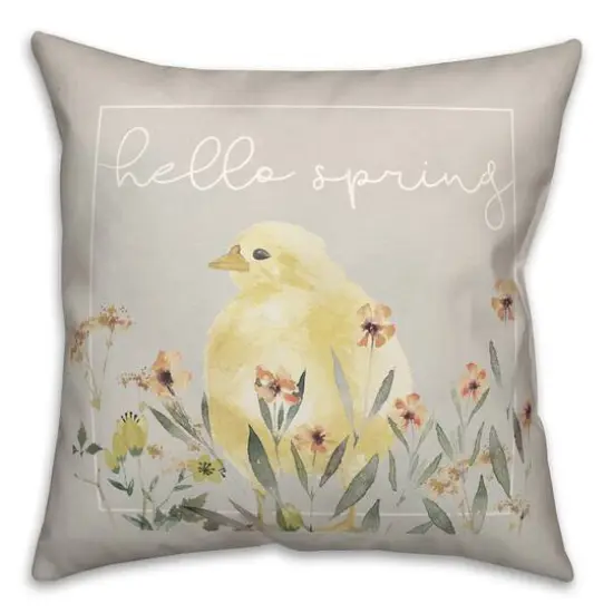 Hello Spring Chick 2 18" x 18" Indoor / Outdoor Pillow {1}
