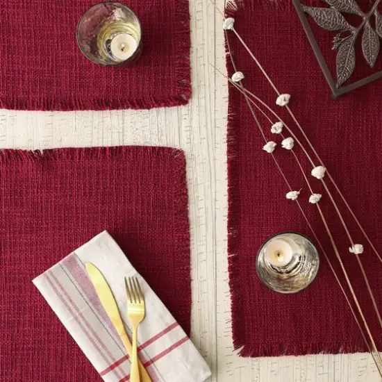 DII&reg; Basket Fringe Placemats, 4ct. Cranberry {6}