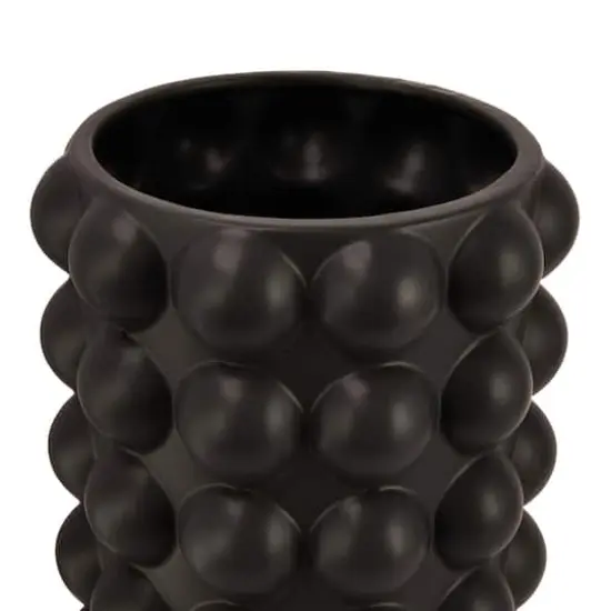 Hello Honey&reg; Black Modern Stoneware Raised Dot Vase {4}