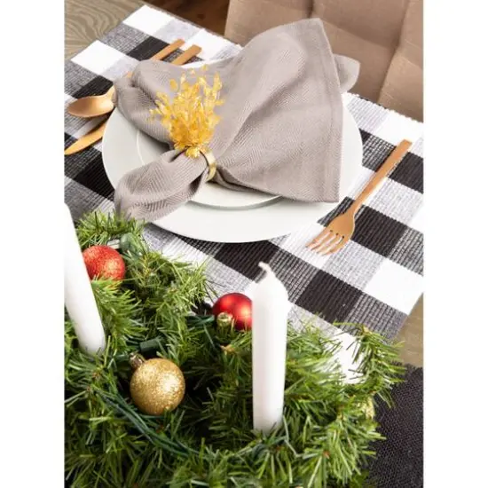 DII&reg; Buffalo Check Ribbed Placemat, 6ct. Black/White {9}