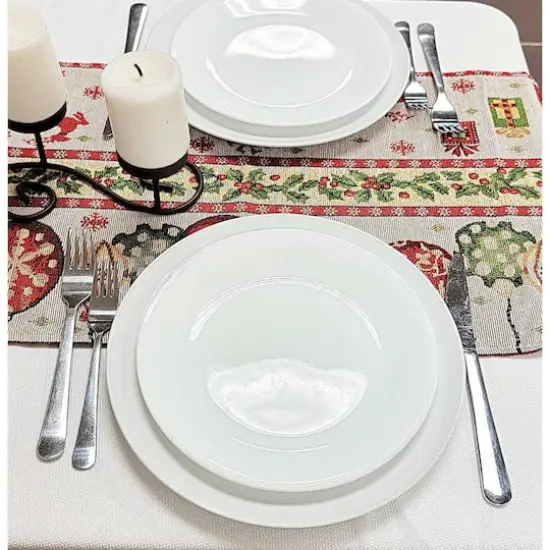 Wizardi 13.75" x 67" Christmas Table Runner with Holiday Icons {5}