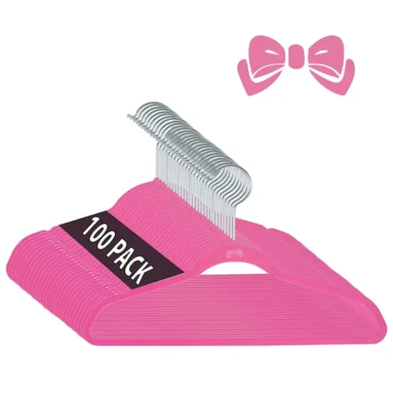 Simplify Kids Velvet Hangers, 100ct. Pink {1}