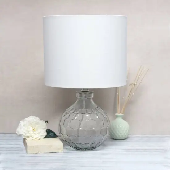 Lalia Home 18" Clear Honeycomb Glass Table Lamp with White Shade {5}