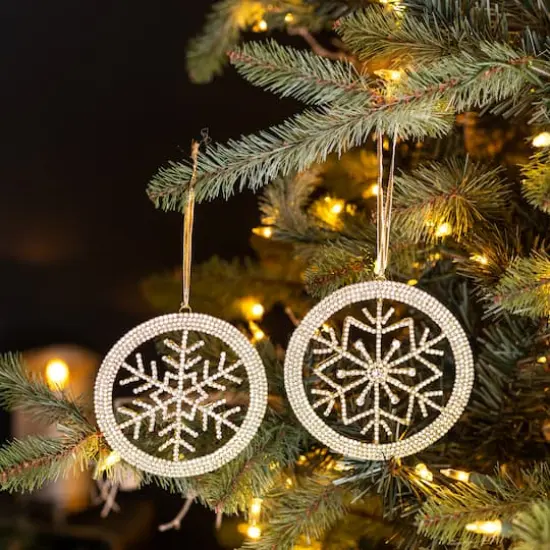 Jeweled Metal Snowflake Ornament Set {3}